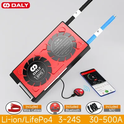 Daly-Smart BMS 4S Lifepo4 8S 16S 30A 40A 120A 200A 300A 400A 500A Bluetooth pour Onduleur Montres