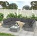 7pcs Patio Outdoor Furniture Sets All-Weather Rattan Sectional Sofa with Tea Table