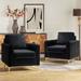 Ganymedes Modern Velvet Accent Arm Chair with Golden Legs Set of 2 by HULALA HOME