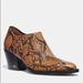 Coach Shoes | Coach Perri Caramel Snake Print Western Fashion Ankle Booties Short Pointed Toe | Color: Brown/Tan | Size: Various