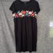 American Eagle Outfitters Dresses | Black Tshirt Dress With Embroidered Multicolor Flowers | Color: Black/Pink | Size: Xs