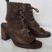 Free People Shoes | Free People City Of Lights Heel Lace Up Ankle Boot Leather Dark Brown Size 38 | Color: Brown | Size: Us 7.5 Eu 38