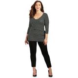 Plus Size Women's Curvy Collection Wrap Front Top by Catherines in Black Ivory Stripe (Size 3X)