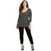 Plus Size Women's Curvy Collection Wrap Front Top by Catherines in Black Ivory Stripe (Size 1X)
