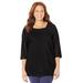 Plus Size Women's Easy Fit Squareneck Tee by Catherines in Black (Size 0X)