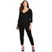 Plus Size Women's Curvy Collection Wrap Front Top by Catherines in Black (Size 3XWP)