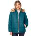 Plus Size Women's Short-Length Puffer Jacket by Roaman's in Deep Lagoon (Size L)