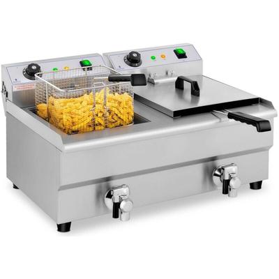 Fritteuse Fritöse Edelstahl Gastro Elektrische Kapazität 2 x 13 L Kaltzone Image