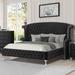 Best Master Furniture Platform Upholstered Velvet Crushed Wingback Bed