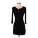 Just Fab Casual Dress - Bodycon: Black Print Dresses - Women's Size Small