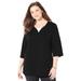 Plus Size Women's Suprema® Y-Neck Duet Tee by Catherines in Black (Size 2X)