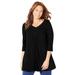 Plus Size Women's Twist Front Top by Catherines in Black (Size 3X)
