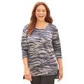 Plus Size Women's Scoopneck High-Low Tunic by Catherines in Black Abstract Zebra (Size 2X)