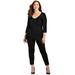 Plus Size Women's Curvy Collection Wrap Front Top by Catherines in Black (Size 2X)