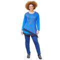 Plus Size Women's Layered Asymmetrical Tunic by Catherines in Dark Sapphire Scroll (Size 4X)