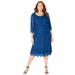 Plus Size Women's Shirred Lace Flounce Dress by Catherines in Ultra Blue (Size 6X)