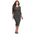 Plus Size Women's Curvy Collection Angled Stripe Dress by Catherines in Black Ivory Stripe (Size 4X)