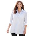 Plus Size Women's Breezeway Half-Zip Tunic by Catherines in White Pinstripe (Size 2X)