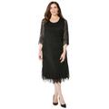 Plus Size Women's Shirred Lace Flounce Dress by Catherines in Black (Size 1X)