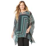 Plus Size Women's Keyhole Georgette Poncho by Catherines in Black Zigzag (Size 0X/1X)