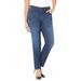 Plus Size Women's Right Fit® Moderately Curvy Modern Slim Leg Jean by Catherines in Bombay Wash (Size 34 W)