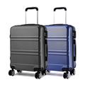 Kono Carry on Luggage Set 2 Pieces Light Weight Hard Shell ABS Suitcase 4 Wheel Hand Luggage Cabin Travel Case (Grey+Navy)