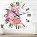 East Urban Home Bouquet Of Pink & Purple Flowers III - Farmhouse wall clock Metal in Indigo/Pink | 16 H x 16 W x 1 D in | Wayfair