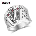 Kinel-Bague de Poker en Argent Massif pour Homme et Femme oral alière Noire Droite et affleurante