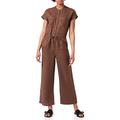 TOM TAILOR Damen Leinen Overall 1031369, 29521 - Chocolate Brown, 36