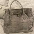 Michael Kors Bags | Michael Michael Kors Tote Grey Embossed Leather In Great Condition | Color: Gray | Size: 13”X14”X5.5”