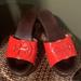 Tory Burch Shoes | Designer Tory Burch Vintage Wedge Slip On’s, In Good Condition. Size 9. | Color: Orange | Size: 9