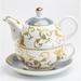 Grace's Tea Ware 3 Piece Porcelain Tea Set Porcelain China/Ceramic in Blue | 5.75 H x 6.75 W x 6 D in | Wayfair G1960524BLU