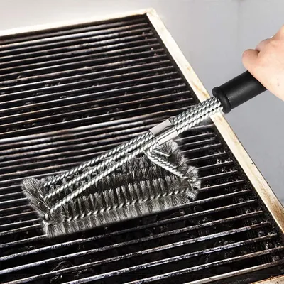 Brosse de Barbecue en acier inoxydable brosse de nettoyage antiadhésive avec poignée élimine les