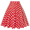 SISHION-Jupe Midi Vintage Rockabilly pour Femme en Coton Taille Haute à Pois Rouge Noir Pin-up