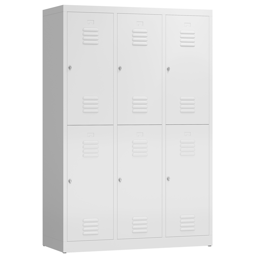 ClassiX Garderobenschrank, 3 Abteile doppelstöckig, 1800 x 1185 x 500 mm, signalweiß Image