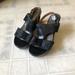 Coach Shoes | Coach Black Leather Wood Sole Wedges Campbell 8.5 B | Color: Black/Brown | Size: 8.5