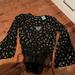 Free People Tops | Free People Never Worn Daisy Printed Black Bodysuit With A Tie In The Front | Color: Black/Yellow | Size: Xs