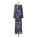 Free People Casual Dress - Maxi: Blue Floral Dresses - Used - Size 2