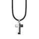 s.Oliver chain with pendant stainless steel leather boys children necklace, 40+3 cm, silver, cross, Comes in jewelry gift box, 2027451
