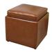 Red Barrel Studio® Accent Stool Faux Leather/Wood/Upholstered/Leather in Brown | 16.92 H x 17.32 W x 17.32 D in | Wayfair
