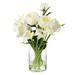 Primrue Real Touch Lilies Roses Centerpiece in Vase Natural Fibers, Glass in Pink/White | 14 H x 8 W x 8 D in | Wayfair