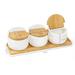 Gracie Oaks Set of 3 Spice Jars Ceramic in White | 5 H x 14 W x 5 D in | Wayfair AF713F215E444C939AC73079688B5EBC