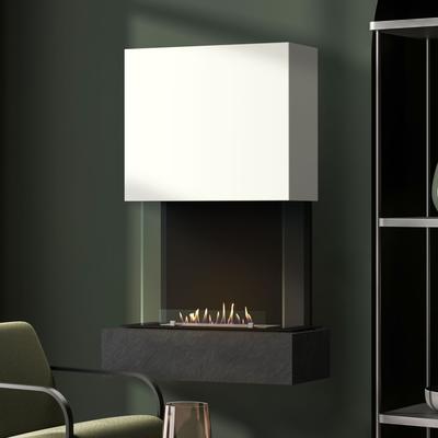 muenkel design Como [moderner Design Ethanolkamin]: Nero (Schiefer schwarz) - Haube Weiß - safety burner 450 Image