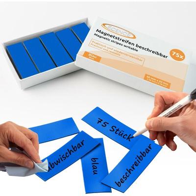 75 Magnetstreifen beschreibbar Etiketten Magnete Schilder Blau 60x20mm Image