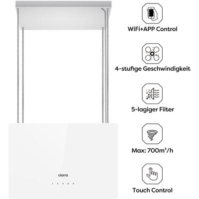 CD4850S 700 m3/h a+++ Dunstabzugshaube 48cm Inselhaube Booster wifi- app Touch-Steuerung Wi-Fi App