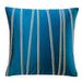 Jiti Blue Abstract Uneven Striped Patterned Silk Accent Square Throw Pillows 20 x 20