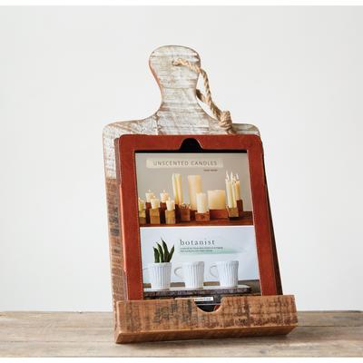 Distressed White Dipped Wood Tablet Holder