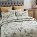 Gray Floral Quilt Set,Reversible Bedspread Coverlet