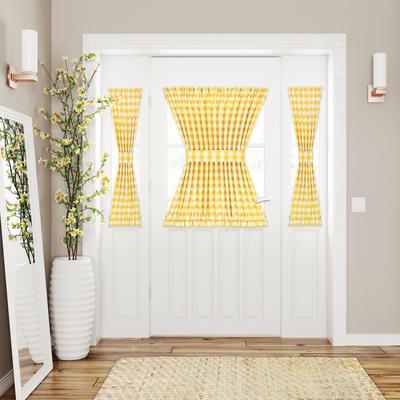 Wide Width Buffalo Check Rod Pocket Door Panel And Tieback by Achim Home Décor in Yellow (Size 25