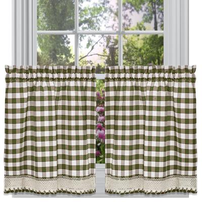Wide Width Buffalo Check Window Curtain Tier Pair by Achim Home Décor in Sage (Size 58